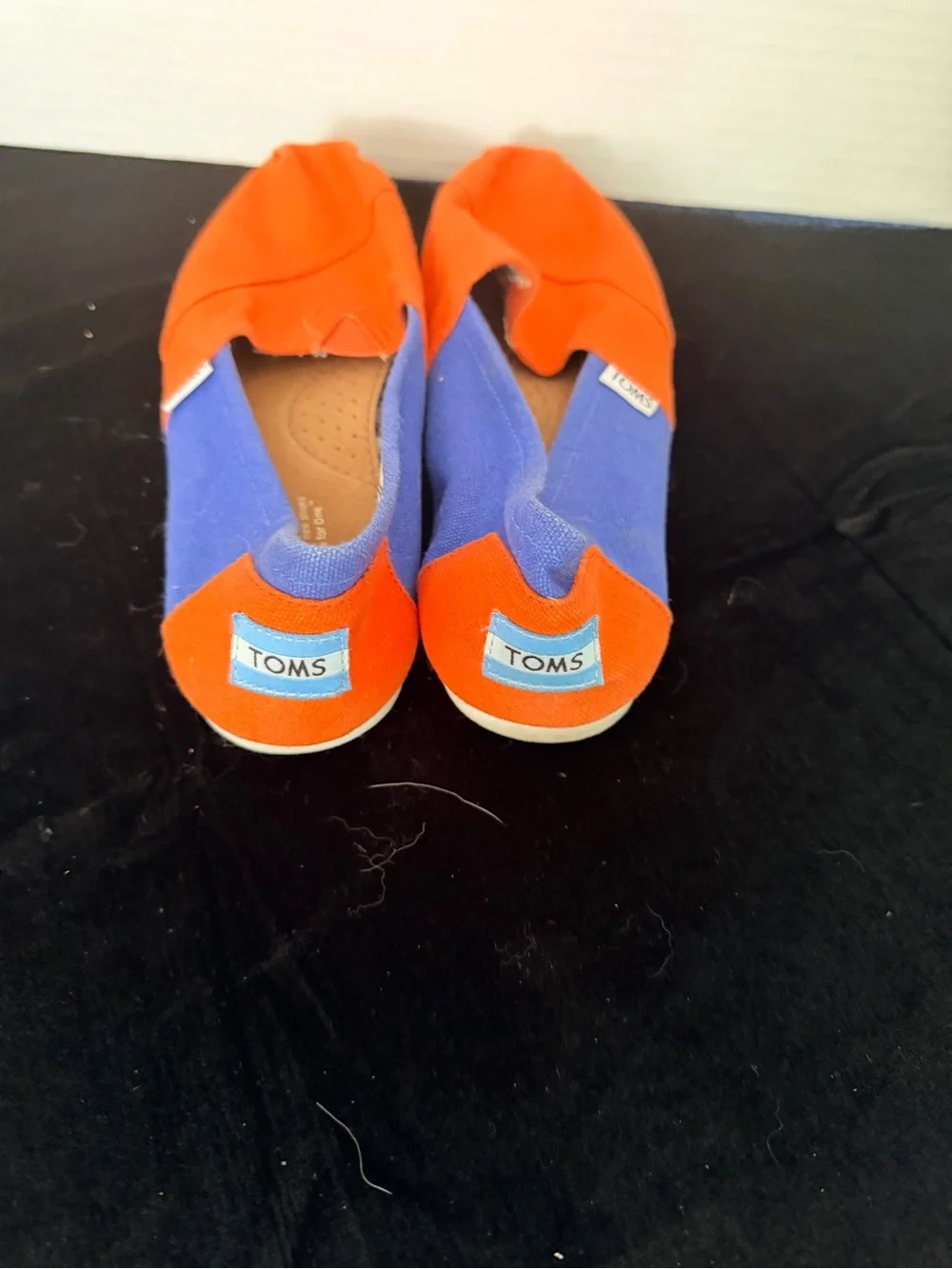 Toms Kids Slip-On Sneakers in Bright Orange and Royal Blue
